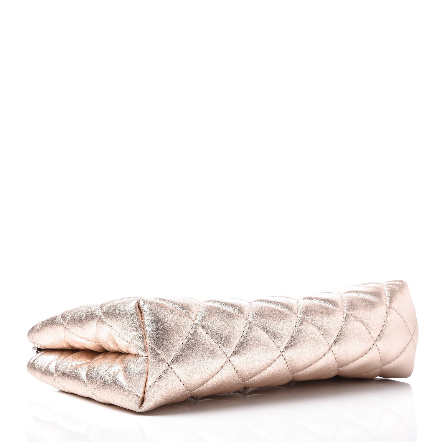 Chanel Metallic Lambskin Quilted Cosmetic Pouch Light Gold 4 of 12