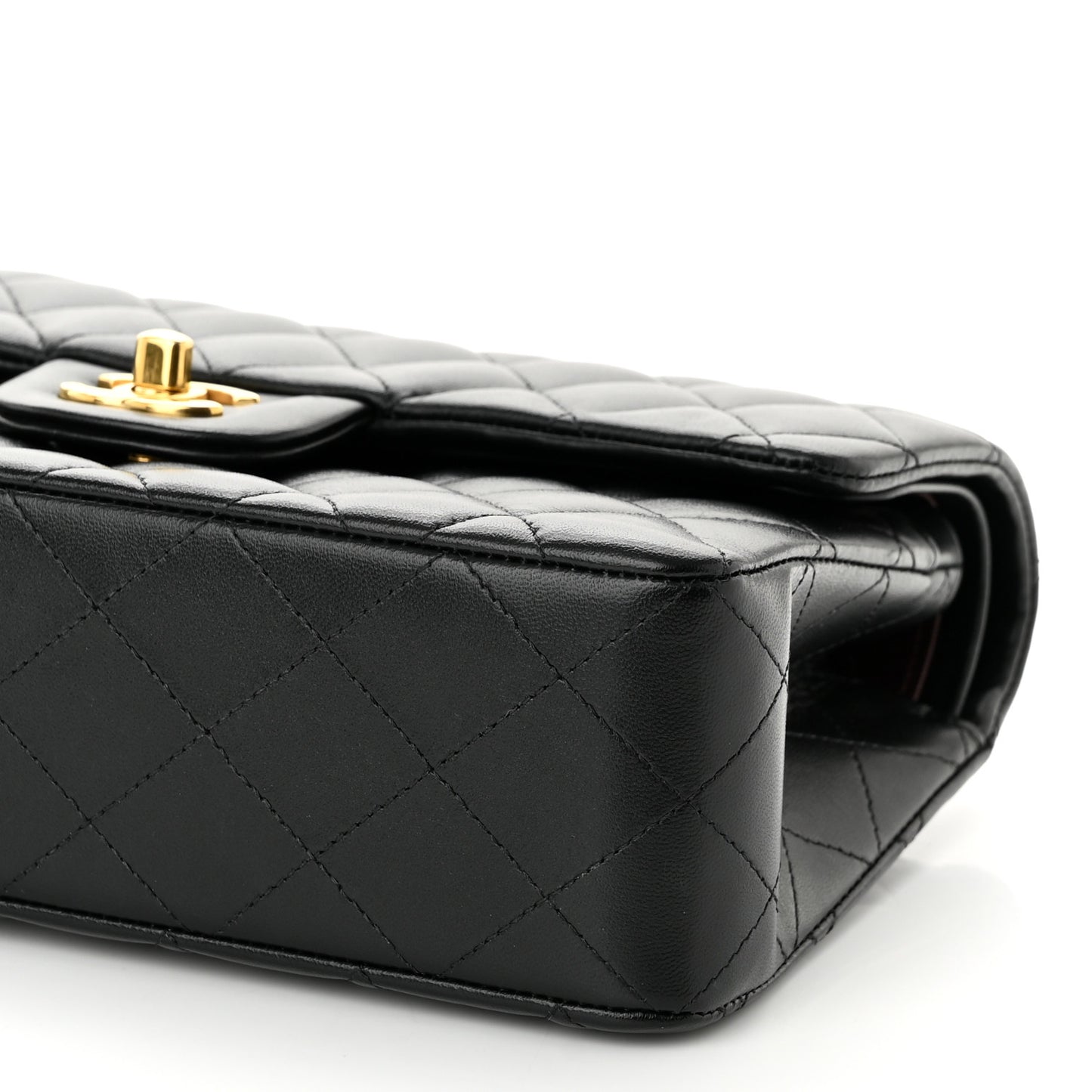 Lambskin Quilted Small Double Flap Black