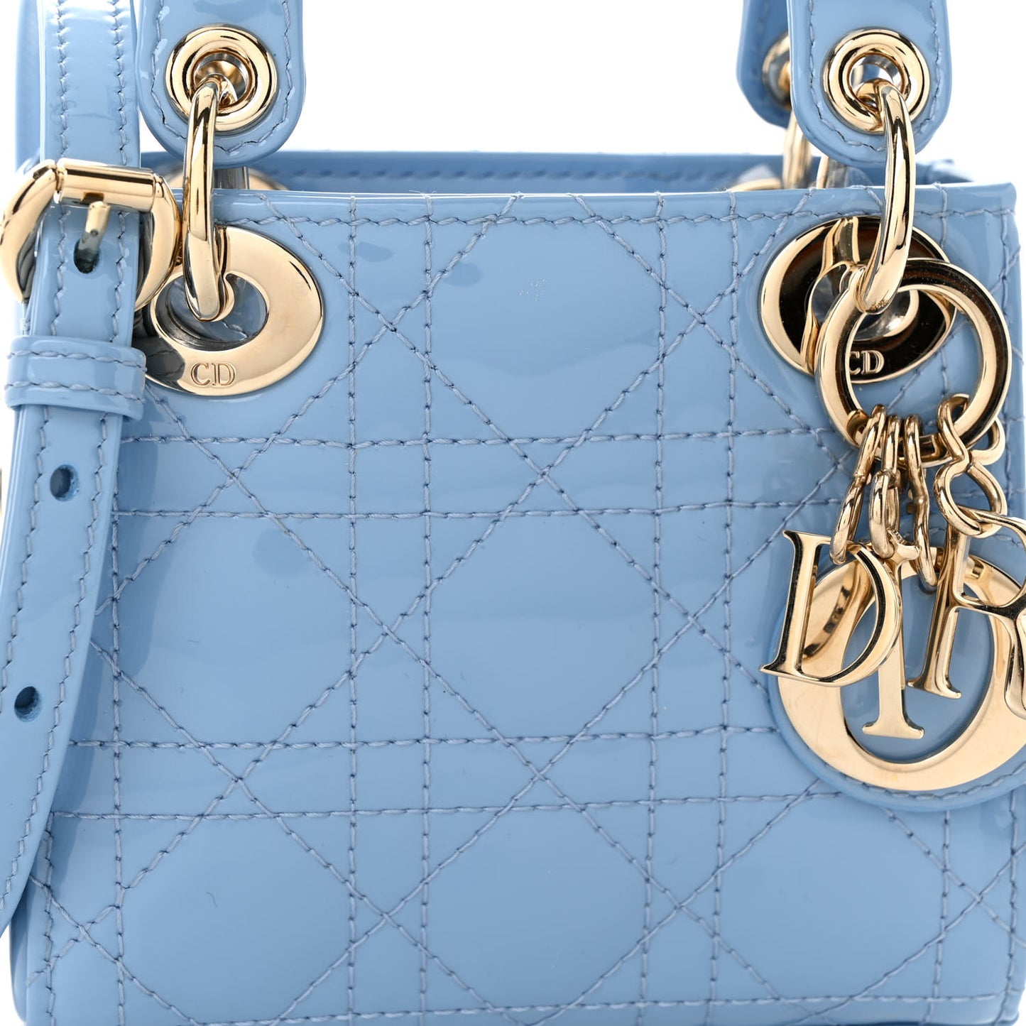 Patent Cannage Micro Lady Dior Cornflower Blue