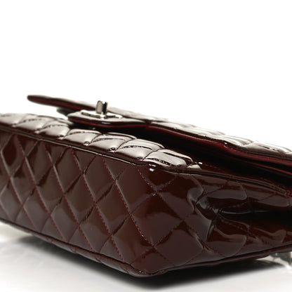 Chanel Patent Calfskin Quilted Medium Double Flap Dark Red 9 of 13