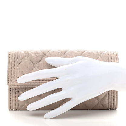 Chanel Caviar Quilted Large Boy Gusset Flap Wallet Beige 2 of 10