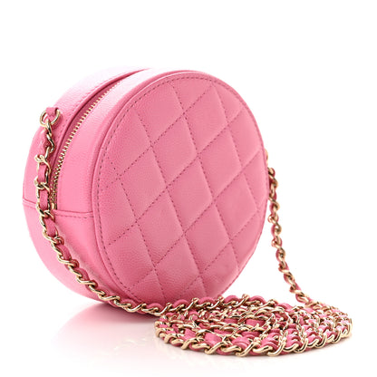 Chanel Caviar Quilted Gripoix CC Round Clutch With Chain Pink 3 of 11