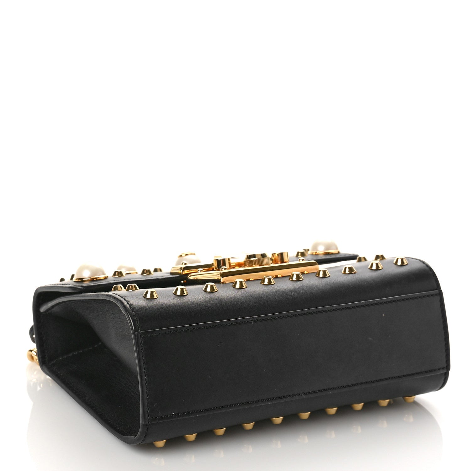 Gucci Calfskin Studded Small Padlock Shoulder Bag Black 4 of 11