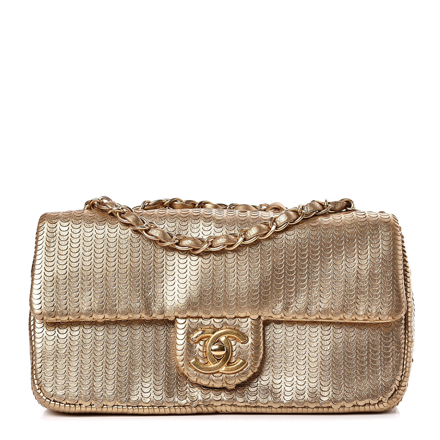 Chanel Metallic Lambskin Laser Cut Small Single Flap Gold 1 of 10