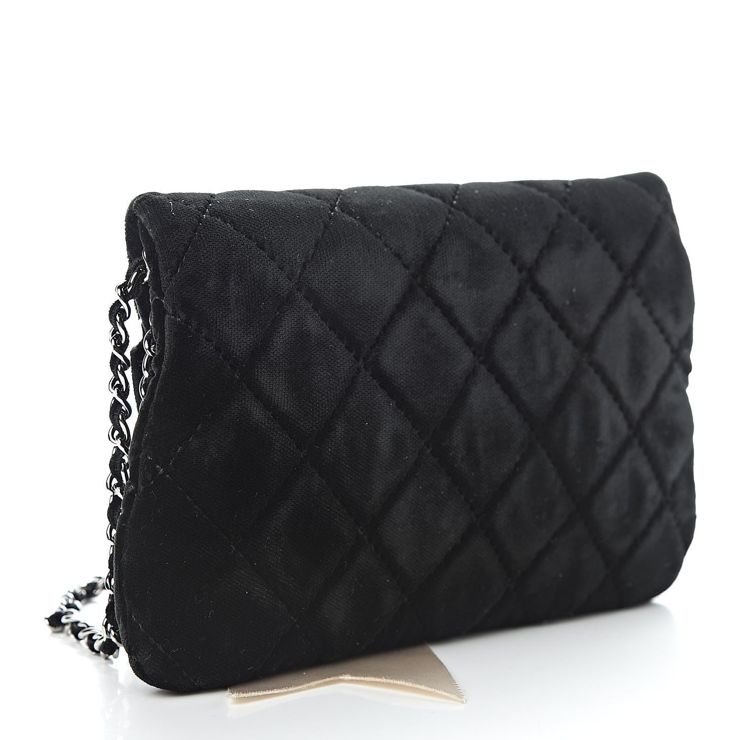 Chanel Velvet Quilted Camellia Wristlet Black 3 of 5