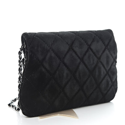 Chanel Velvet Quilted Camellia Wristlet Black 3 of 5