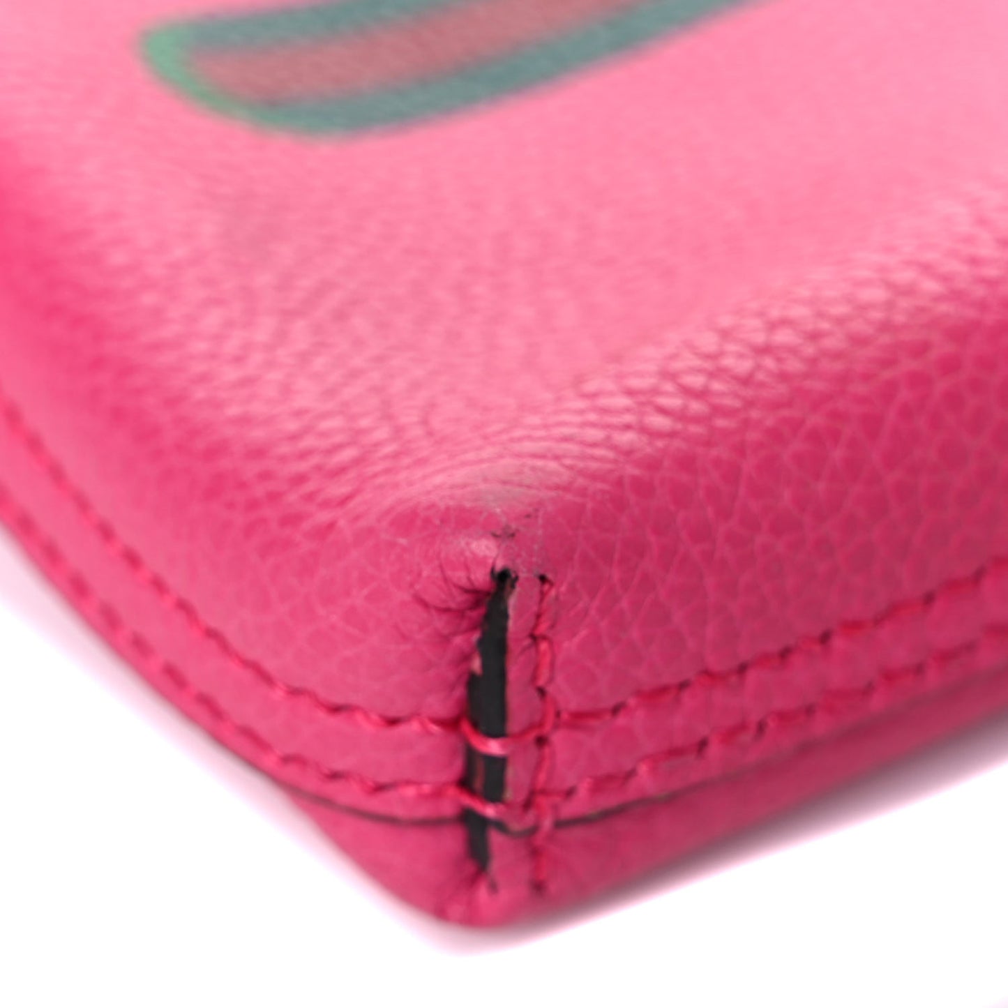 Pebbled Calfskin Medium Logo Portfolio Clutch Box Pink Green