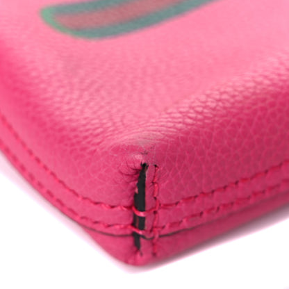 Gucci Pebbled Calfskin Medium Logo Portfolio Clutch Box Pink Green 8 of 12