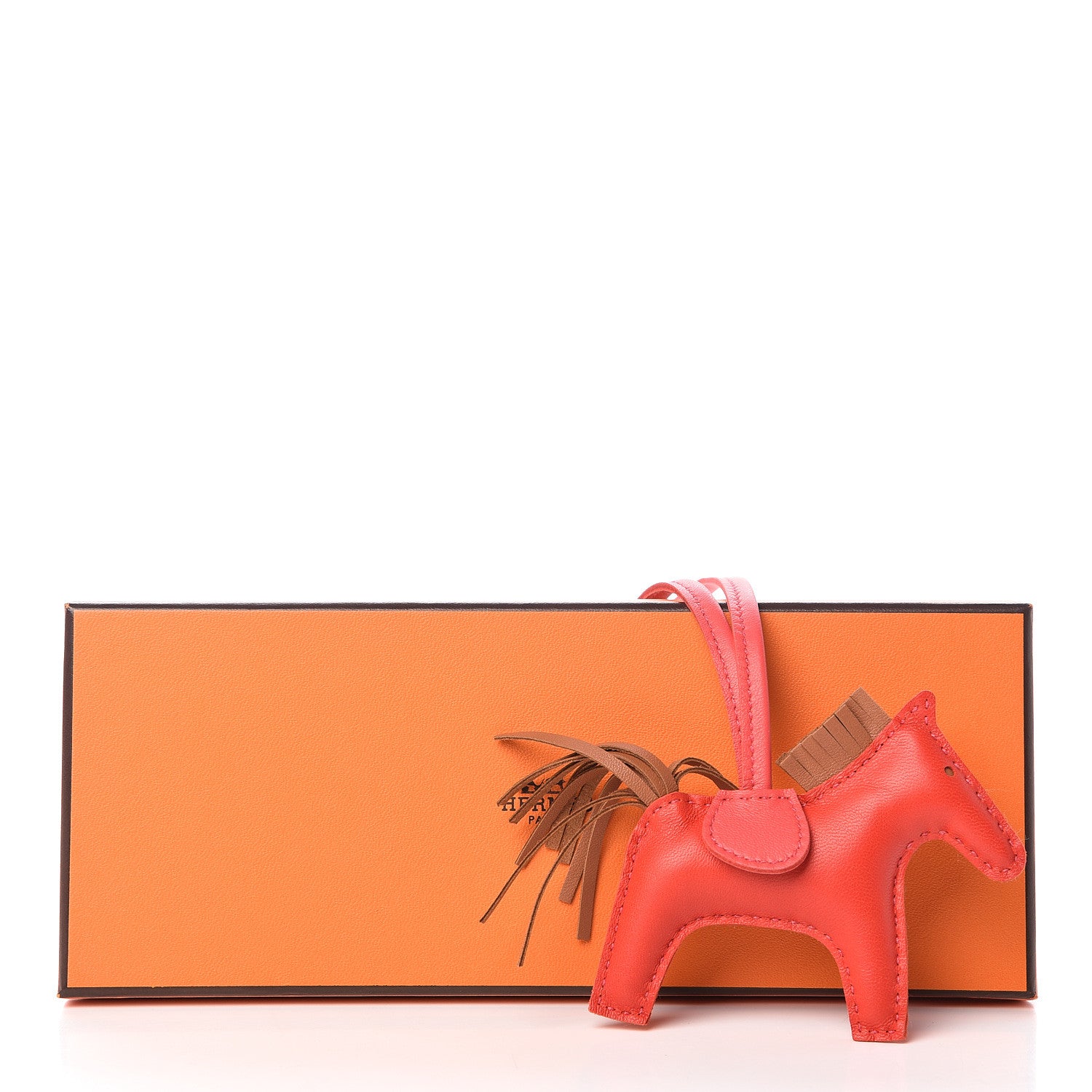 Hermes Milo Lambskin Grigri Rodeo Horse Bag Charm PM Rouge Indien Gold Bougainvillea 4 of 4