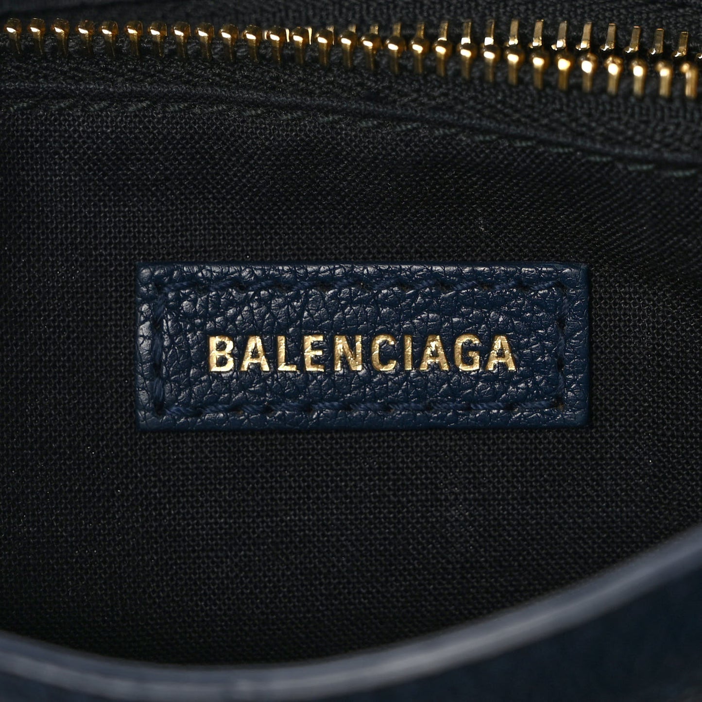 Shiny Goatskin Gold Metallic Edge Hardware Mini City Bleu de Minuit