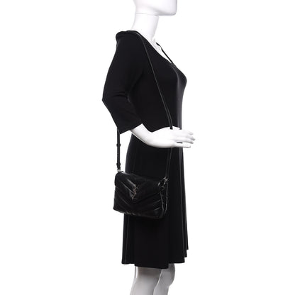 Saint Laurent Calfskin Y Quilted Monogram Toy Loulou Crossbody Bag Black 2 of 12