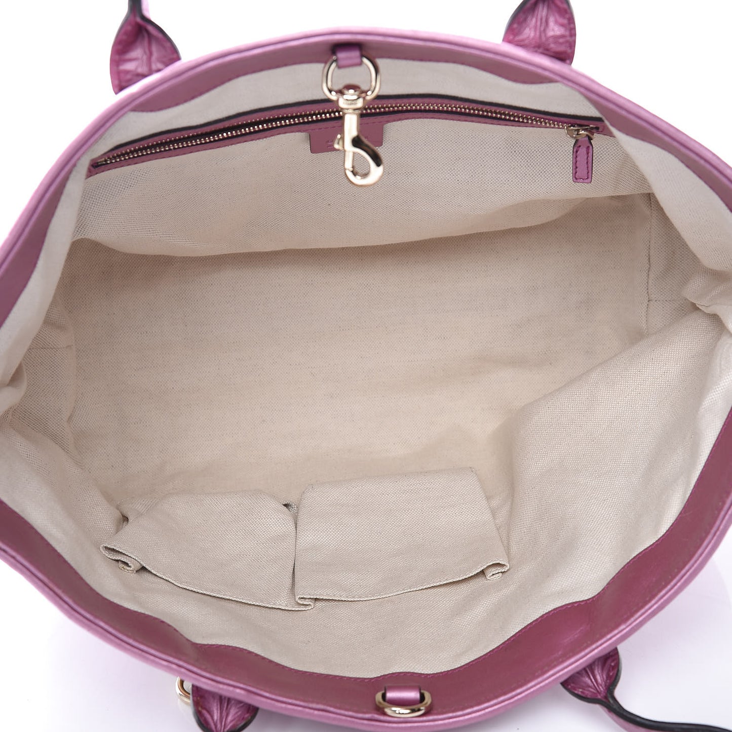 Metallic Soft Guccissima Large Heart Bit Charm Top Handle Tote Fresia Rose