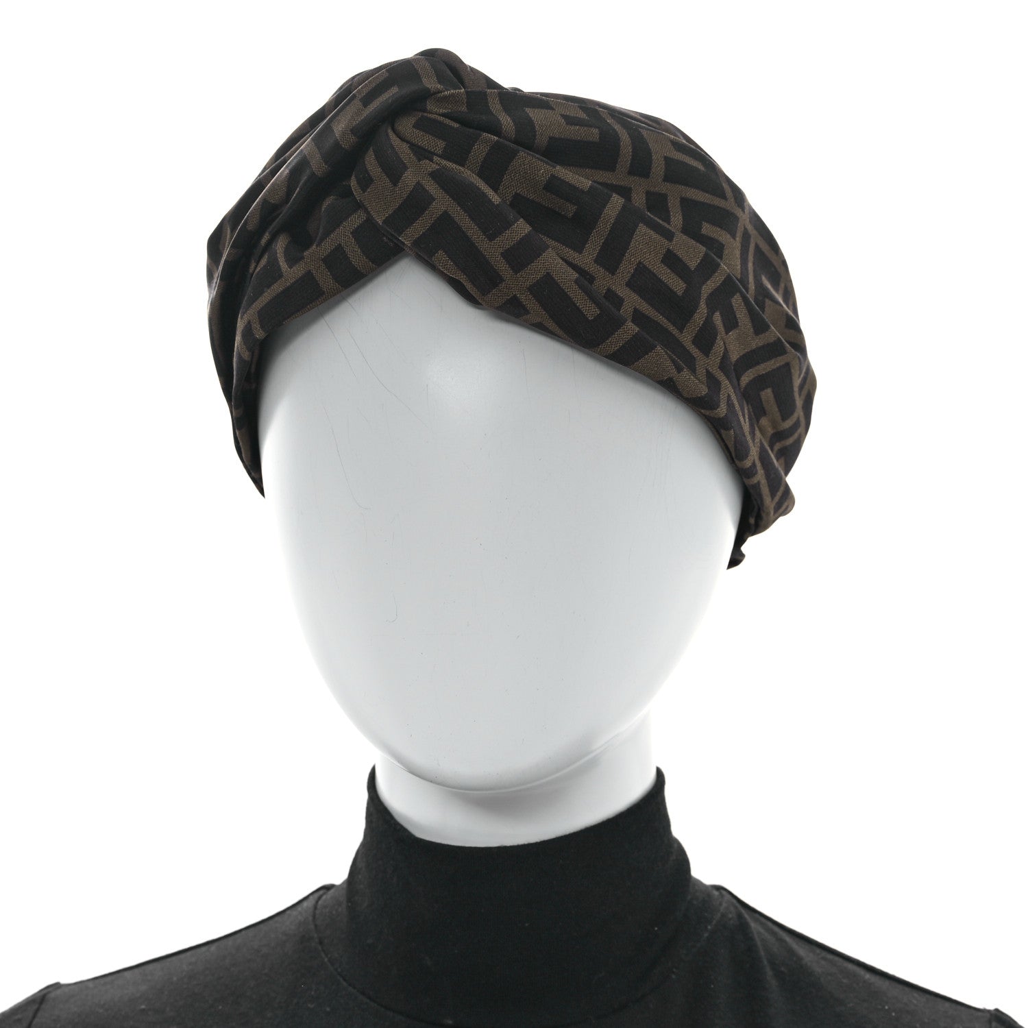 Fendi Silk FF Logo Headband Tobacco 2 of 6