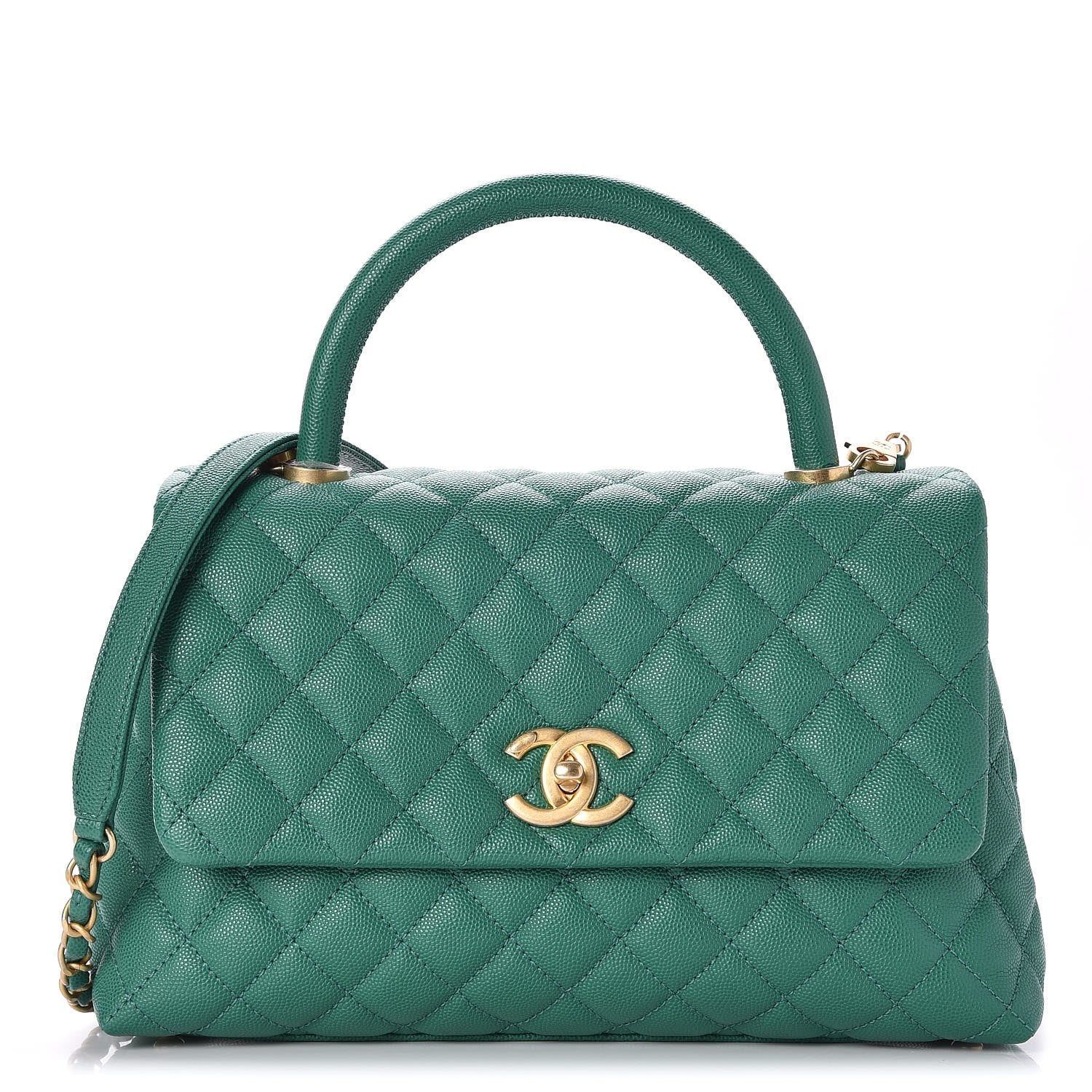 Chanel Caviar Quilted Small Coco Handle Flap Green 1 of 10