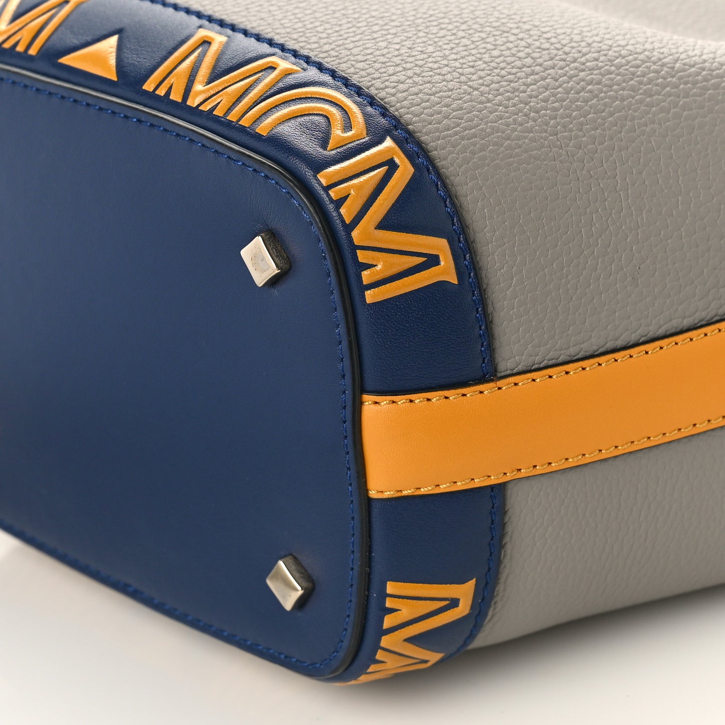 Calfskin Color Block Drawstring Milano Mini Bag Grey Multicolor