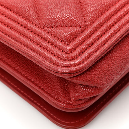 Chanel Caviar Quilted Boy Wallet On Chain WOC Red 13 of 13