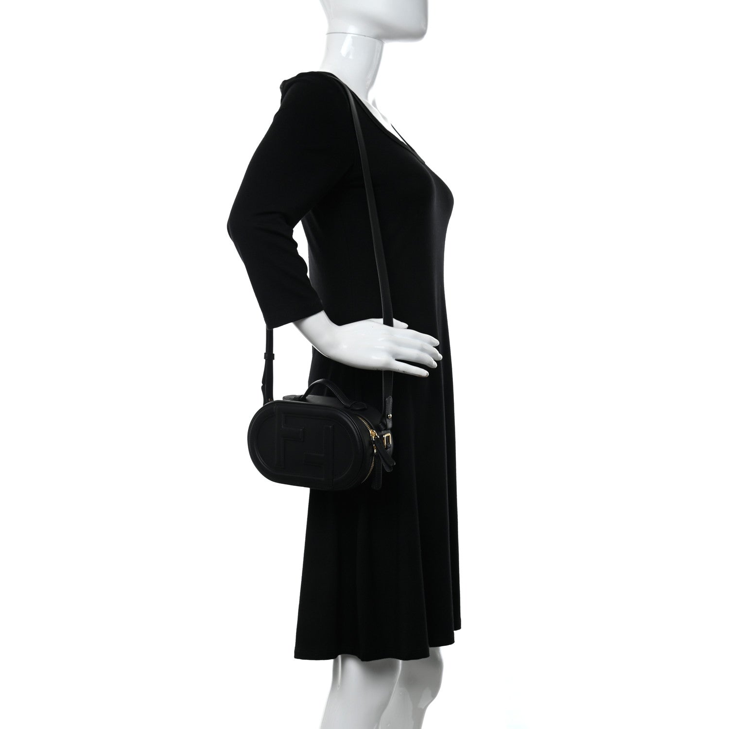 Fendi Vitello Grace Matte Mini O'Lock Camera Case Black 2 of 10