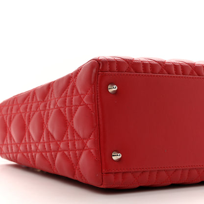 Christian Dior Lambskin Cannage Medium Lady Dior Red 9 of 11