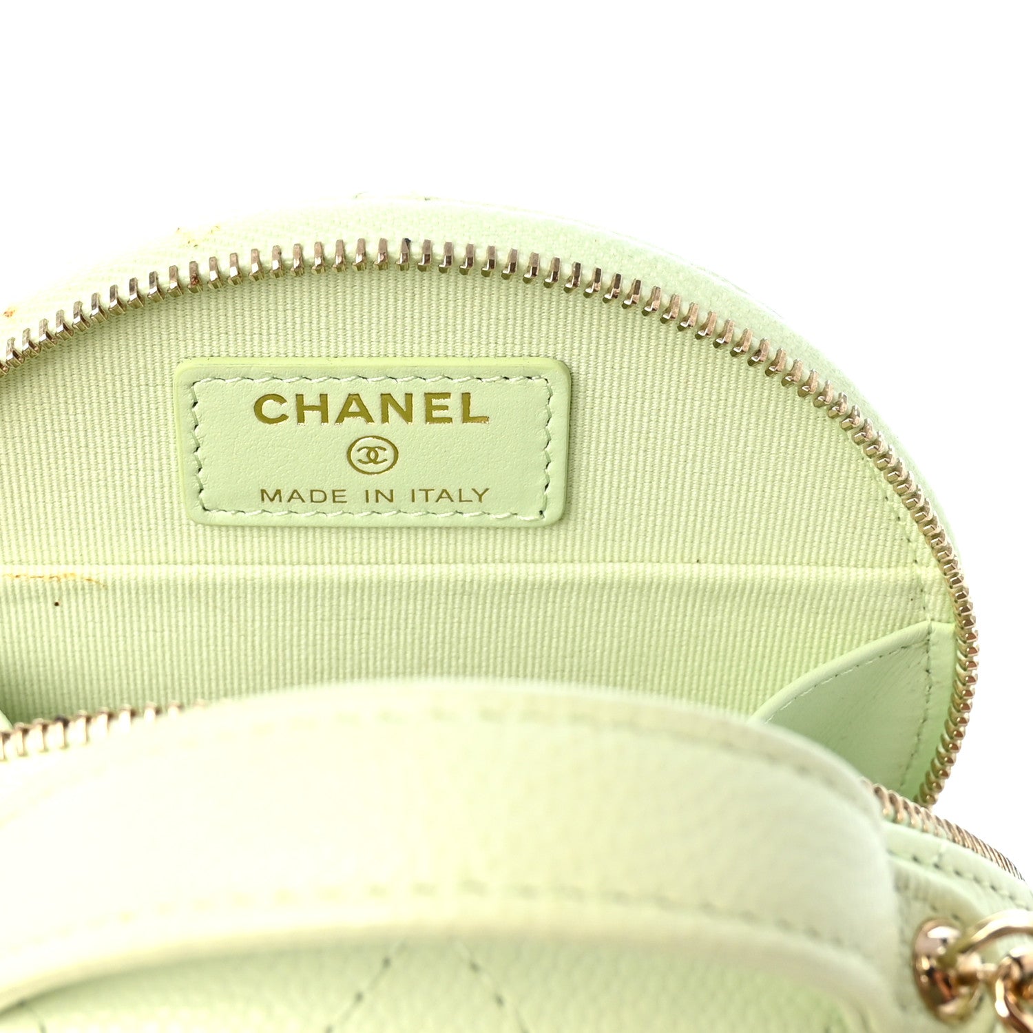 Chanel Caviar Quilted Round Handle With Care Vanity With Chain Light Green 7 of 12