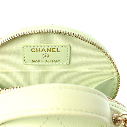 Chanel Caviar Quilted Round Handle With Care Vanity With Chain Light Green 7 of 12