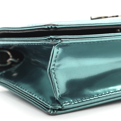 Christian Dior Metallic Patent Micro-Cannage Baby Diorama Flap Bag Green 8 of 11