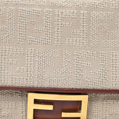 Fendi Sardinian Jacquard Vitello King FF 1974 Embroidered Baguette Corda Praline 7 of 9