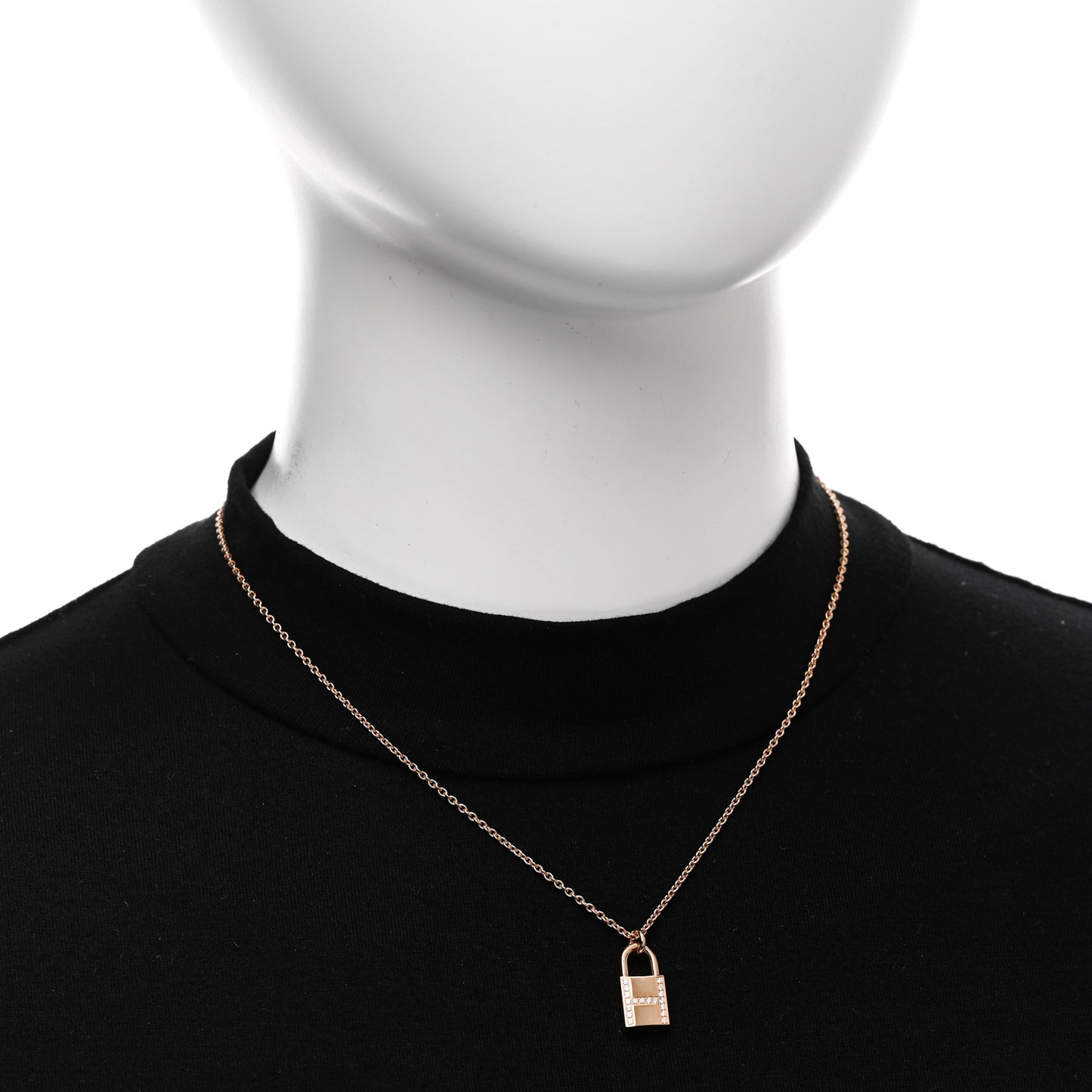 18K Rose Gold Diamond Amulettes Cadenas Pendant Necklace