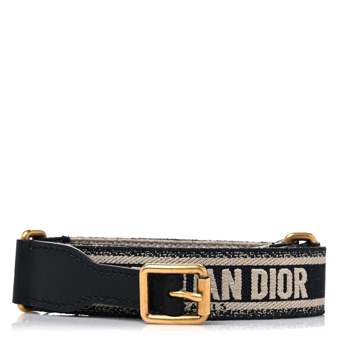 Canvas Embroidered Belt 75 30 Black Beige