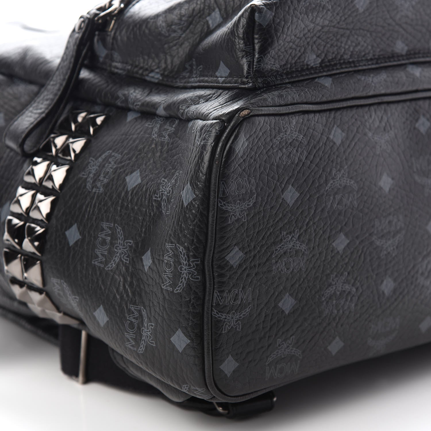 MCM Visetos Small Side Stud Stark Backpack Black 7 of 9