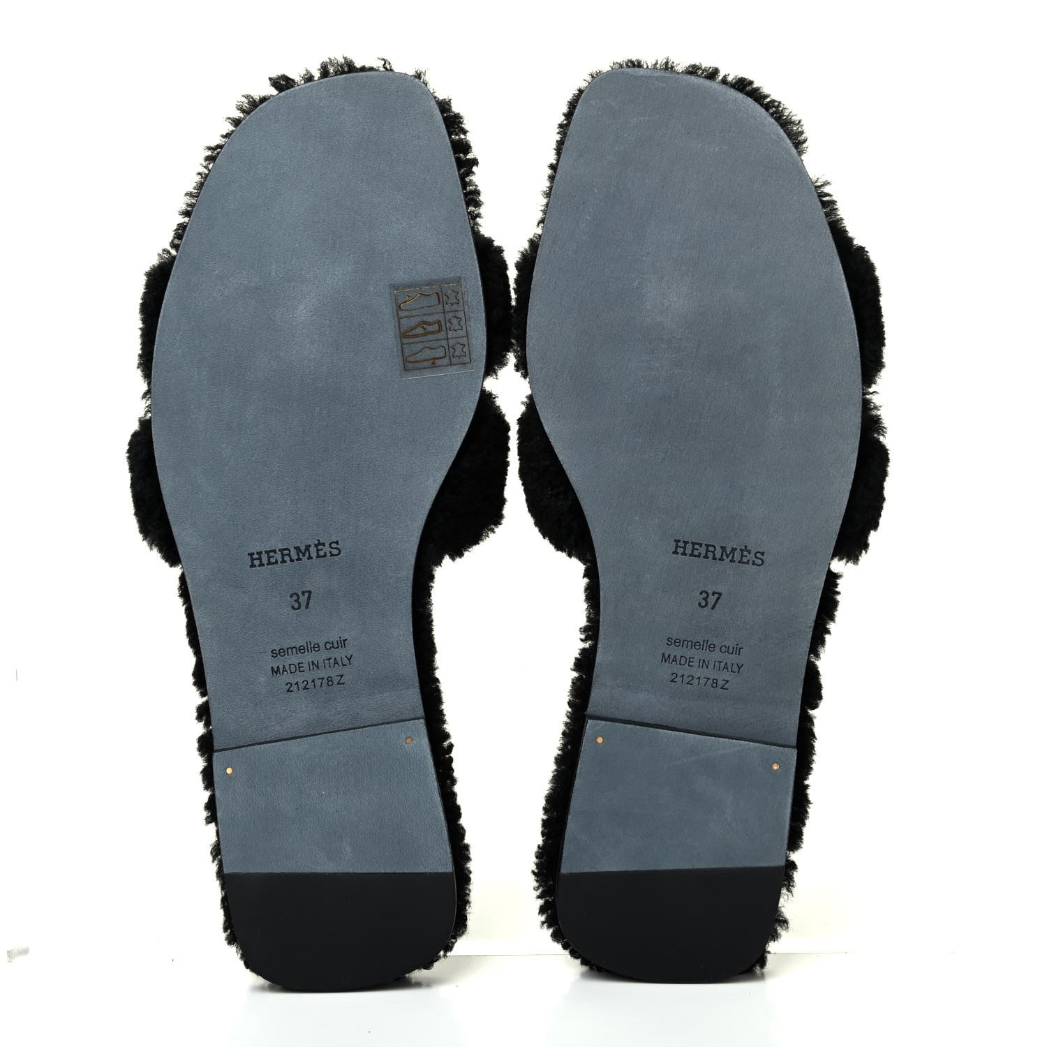 Hermes Woolskin Oran Sandals 37 Black 4 of 4