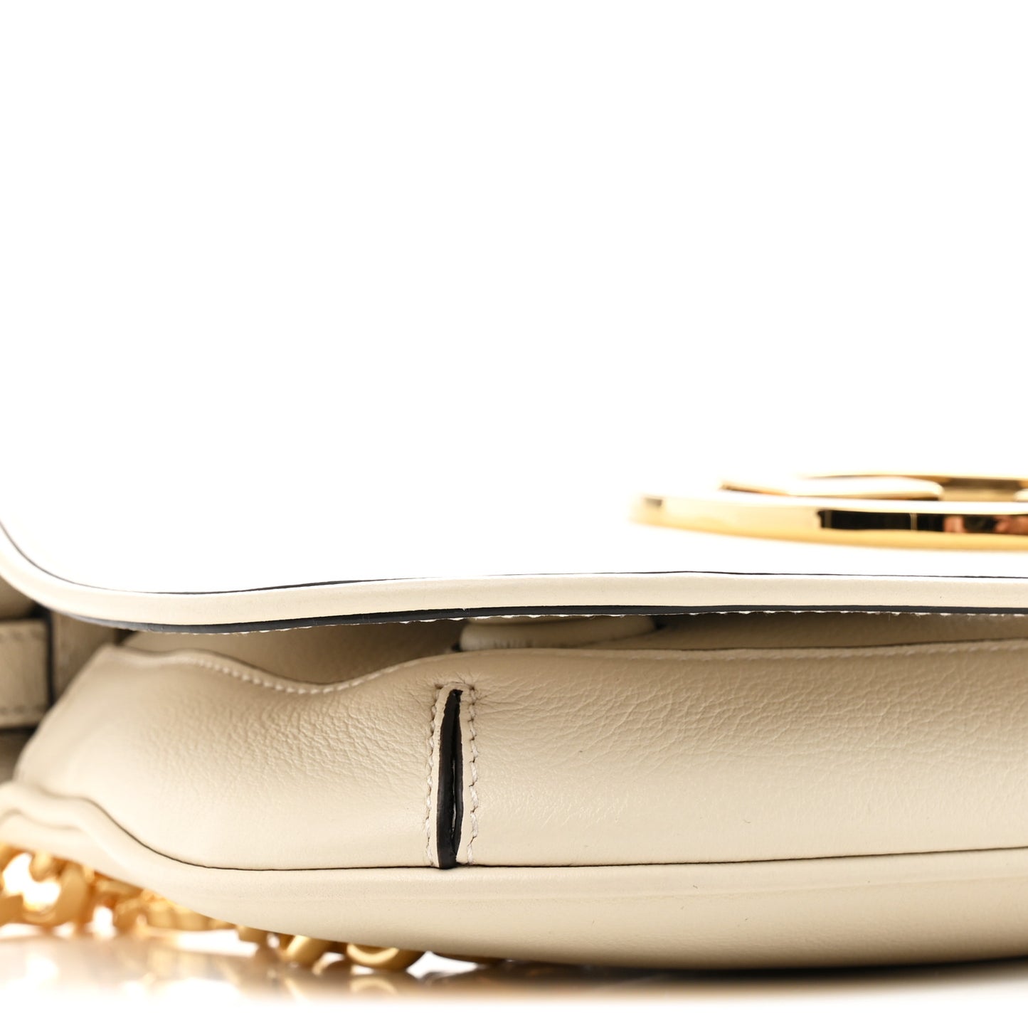 Roxy Calfskin Blondie Chain Shoulder Flap Bag Mystic White