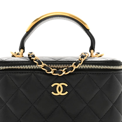 Chanel Lambskin Quilted Metal Small Top Handle Vanity Case With Chain Black 8 of 16
