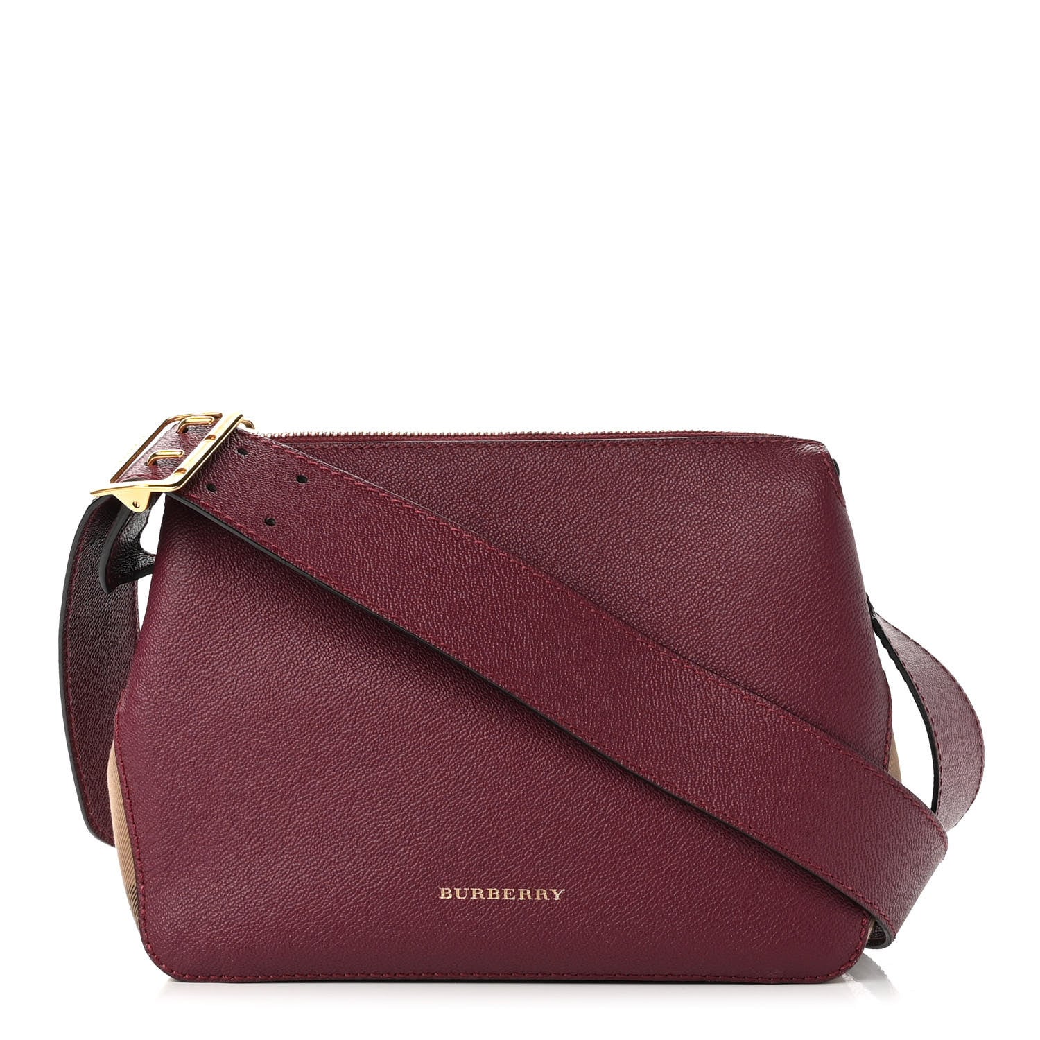 Burberry Soft Grain Calfskin House Check Small Helmsley Crossbody Dark Plum 1 of 9