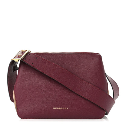 Burberry Soft Grain Calfskin House Check Small Helmsley Crossbody Dark Plum 1 of 9
