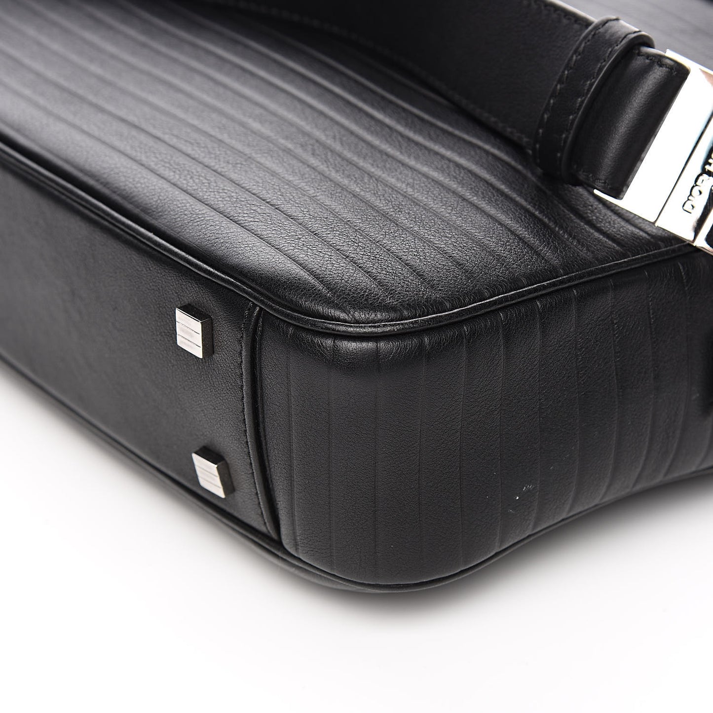 HOMME Calfskin Ribbed Briefcase Black