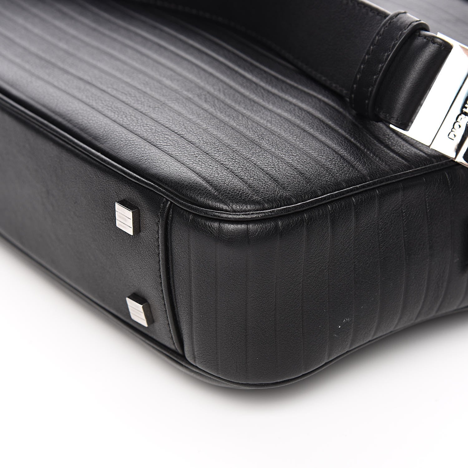 Christian Dior HOMME Calfskin Ribbed Briefcase Black 10 of 11