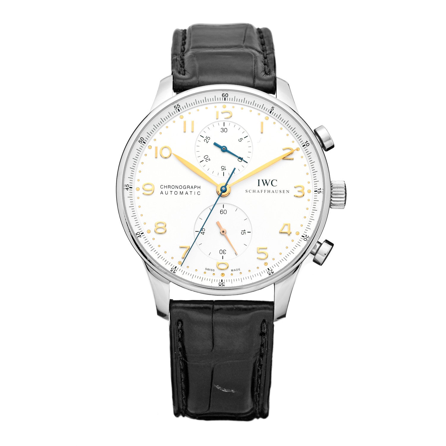 IWC Stainless Steel Alligator 40.9mm Portugieser Chronograph Automatic Watch IW371445 1 of 4