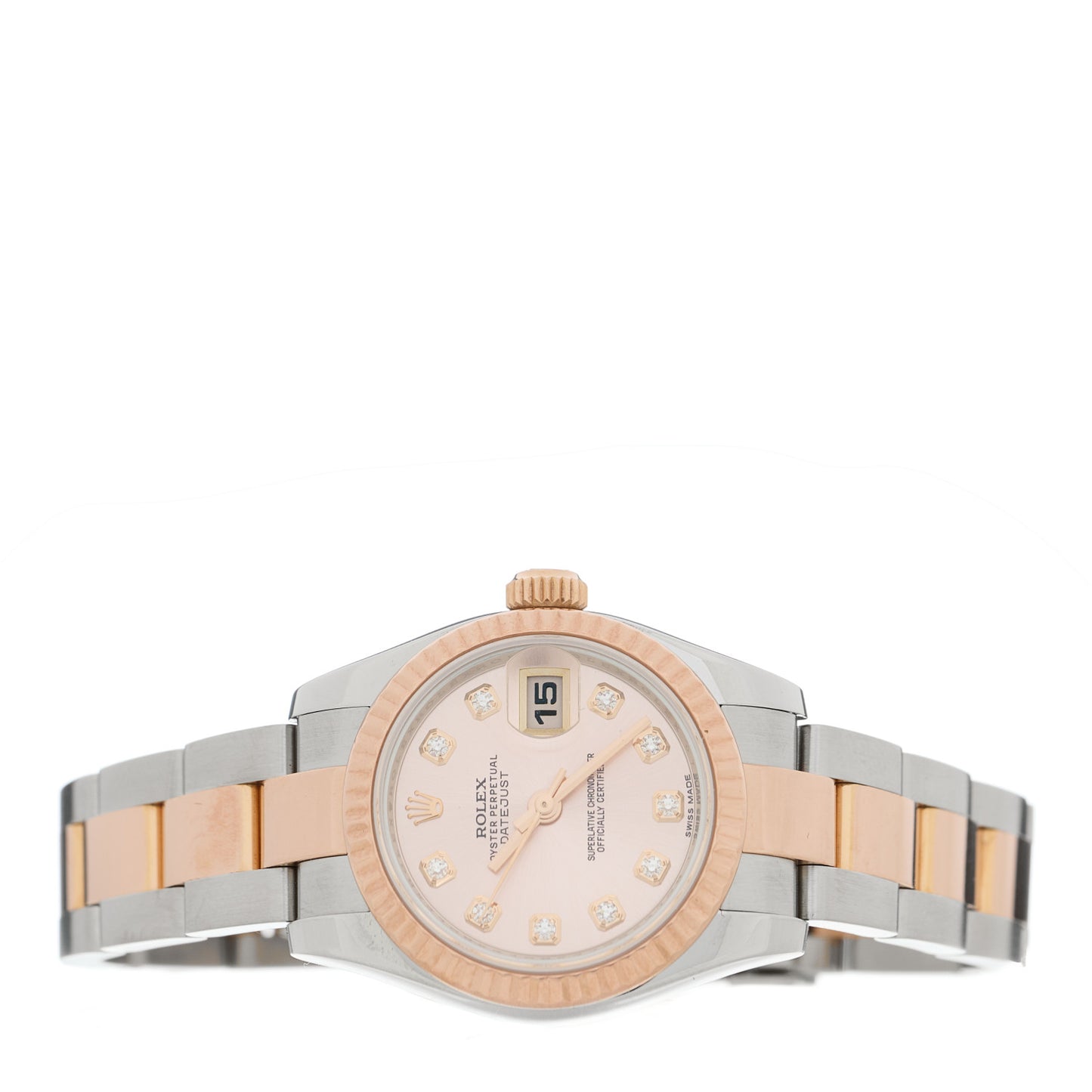 Stainless Steel 18K Everose Gold Diamond 26mm Oyster Perpetual Datejust Watch Pink 179171