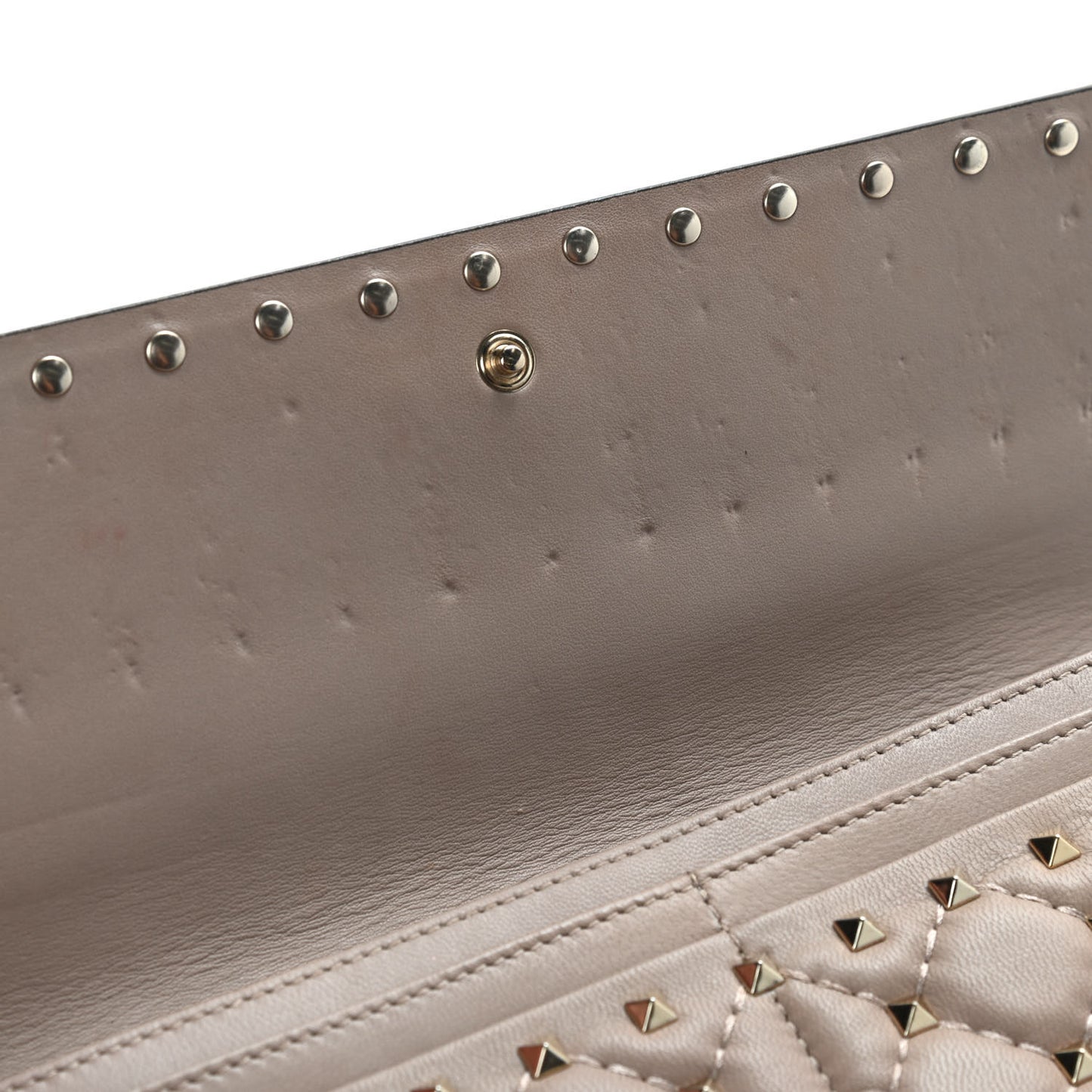Nappa Rockstud Spike Flap Wallet on Chain Poudre