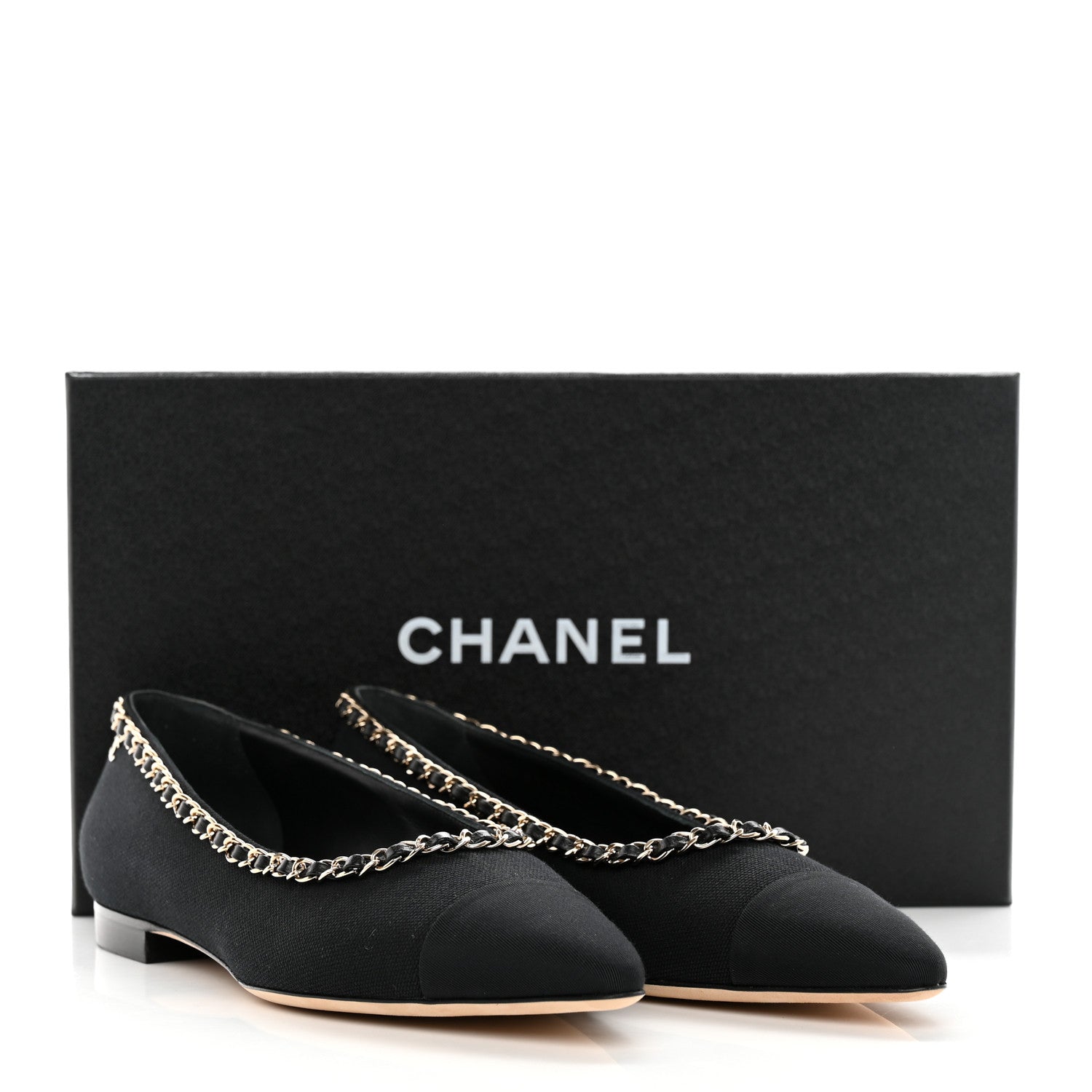 Chanel Fabric Grosgrain Chain Cap Toe Flats 40 Black 11 of 11