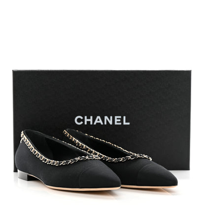 Chanel Fabric Grosgrain Chain Cap Toe Flats 40 Black 11 of 11
