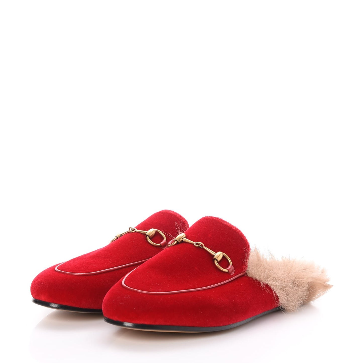 Velvet Fur Womens Princetown Slippers 39 Hibiscus Red