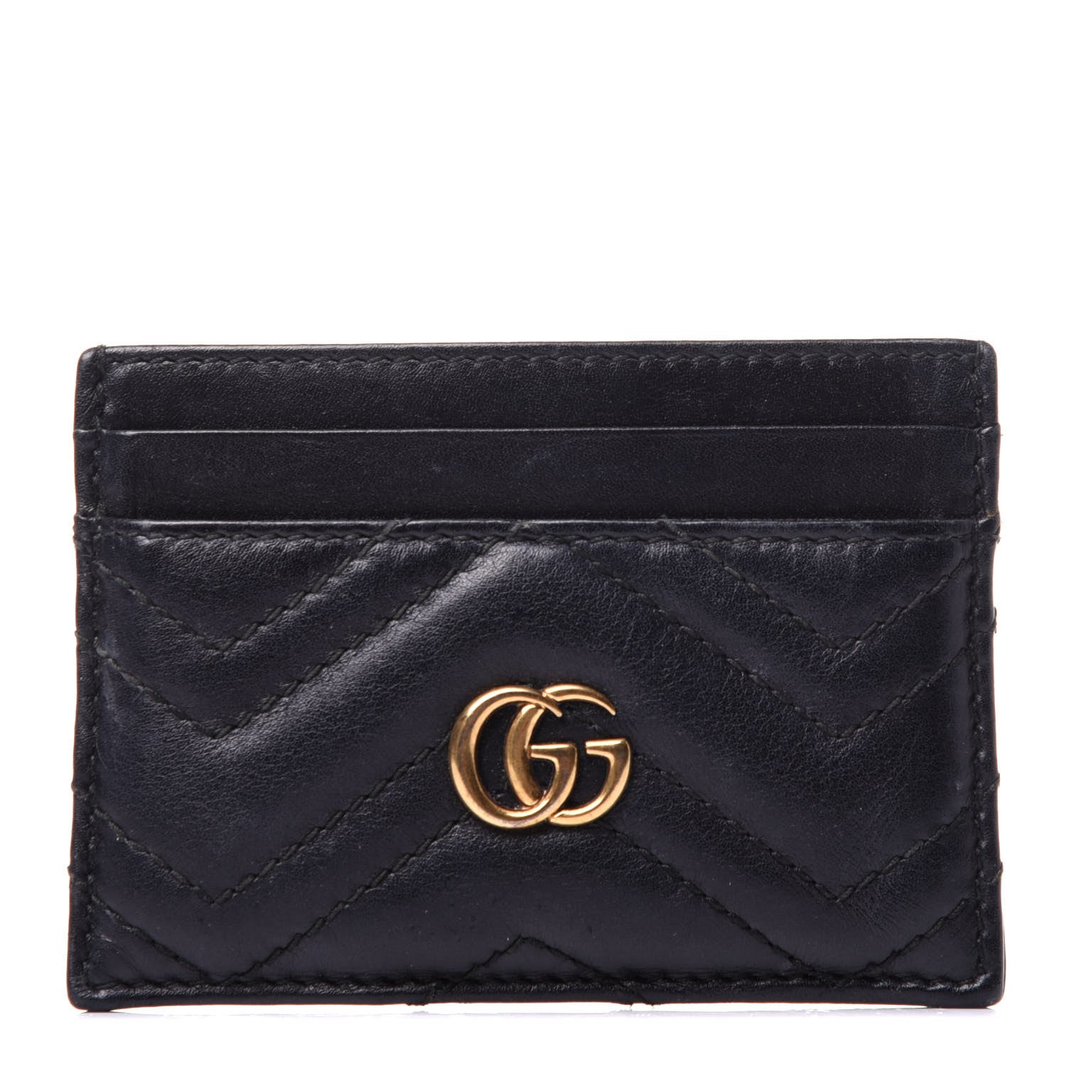 Gucci Calfskin Matelasse GG Marmont Card Holder Black 1 of 9