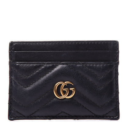 Gucci Calfskin Matelasse GG Marmont Card Holder Black 1 of 9