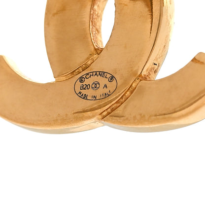 Chanel Metal CC Paris Button Stud Earrings Gold 3 of 5