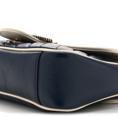 Gucci Vintage Effect Calfskin Matelasse Diagonal Small Torchon GG Marmont Shoulder Bag Blue Agata Mystic White 11 of 12