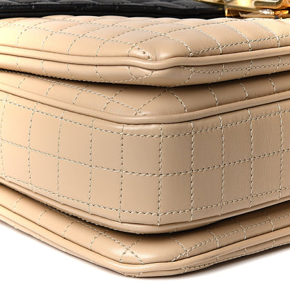 Celine Calfskin Quilted Medium C Bag Black Beige 7 of 8