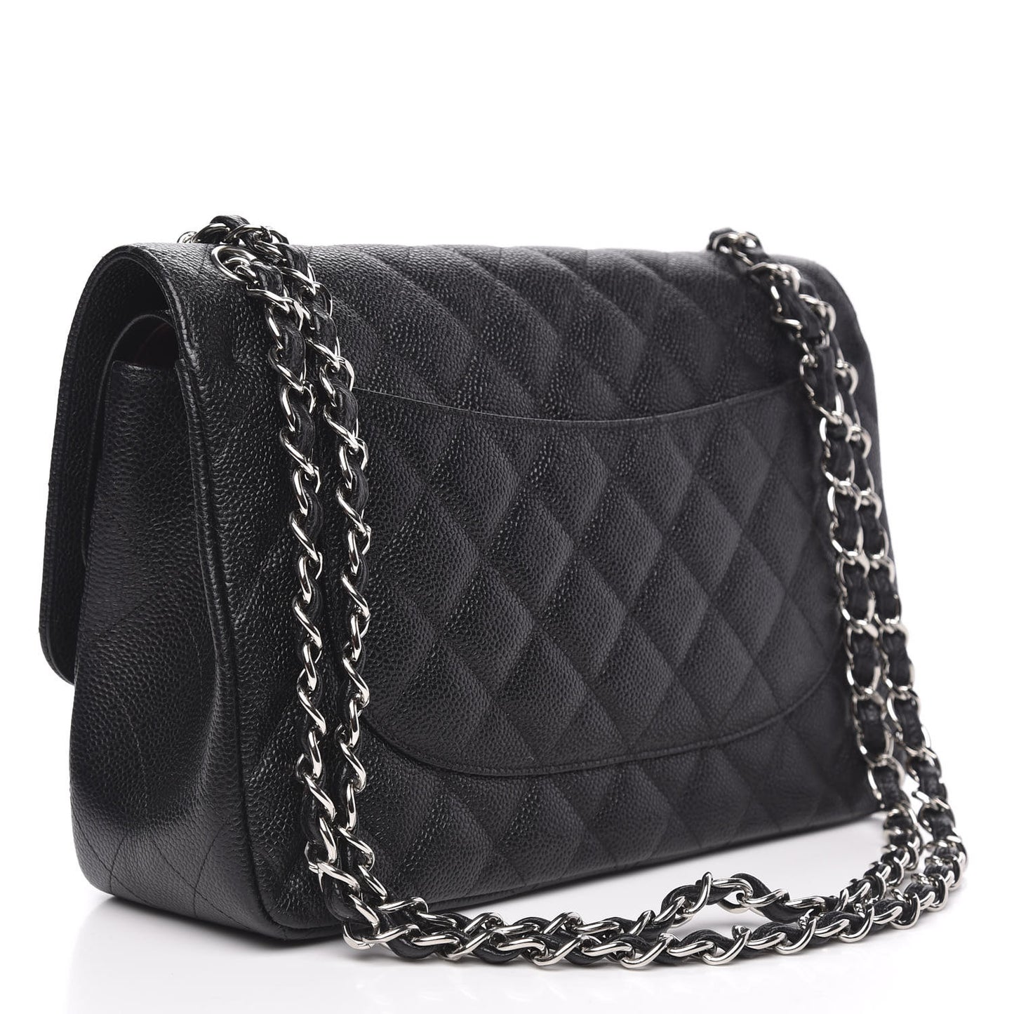 Caviar Quilted Jumbo Double Flap Black
