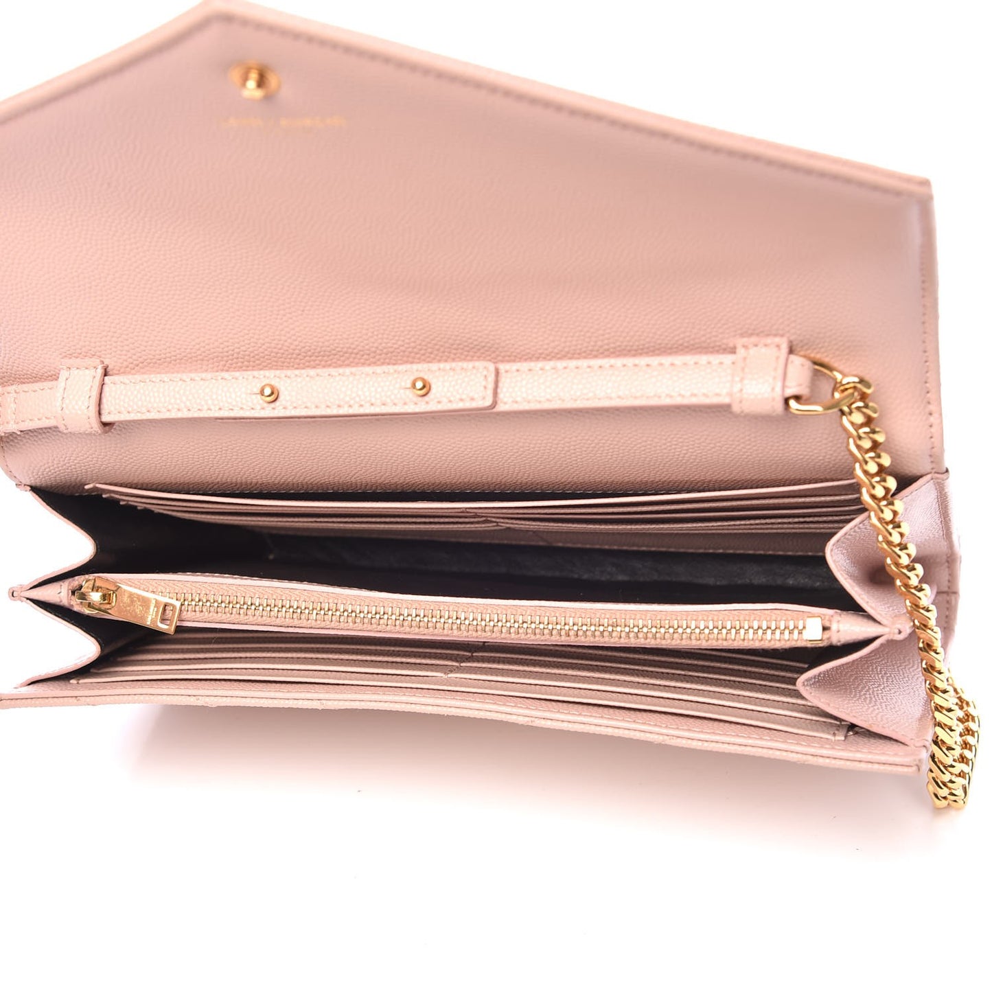 Grain De Poudre Matelasse Chevron Monogram Chain Wallet Pale Pink