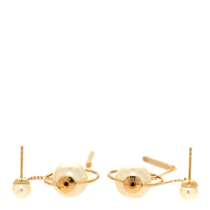 Christian Dior Pearl Tribales Dangle Chain Earrings Gold 2 of 3
